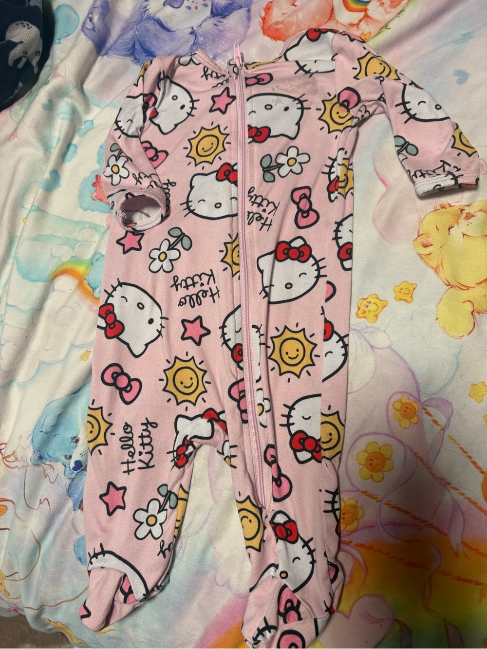 7/$30 Hello Kitty Pink Footed One-Piece Pajamas for Kids
